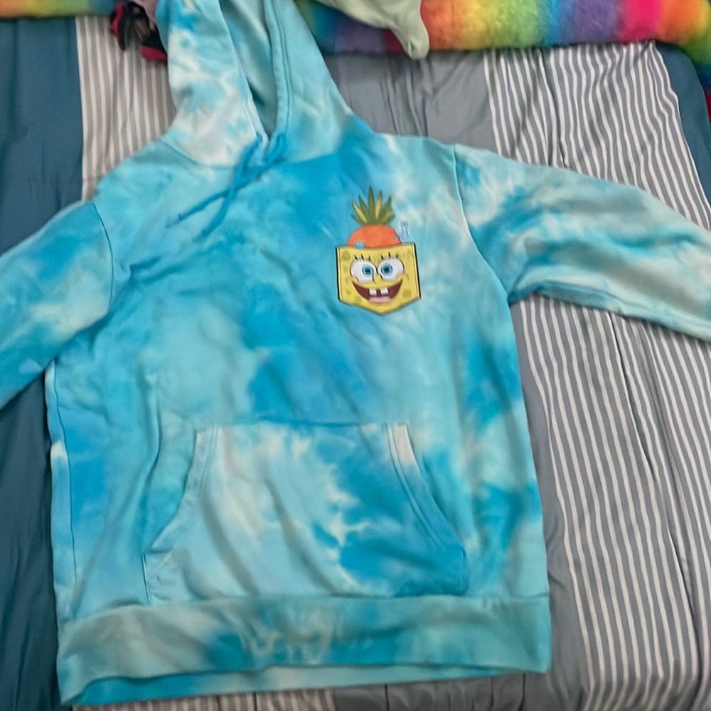 Blue and white tie dye SpongeBob jacket